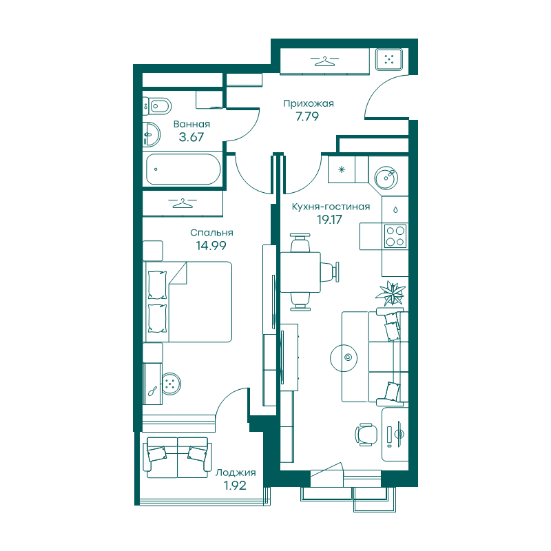 2 ккв (Евро) 47,4 м²