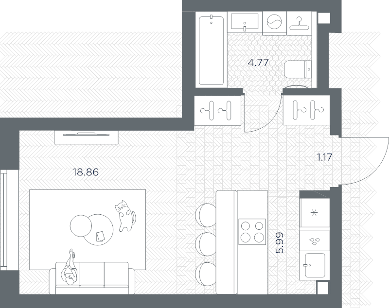 Студия 30,8 м²