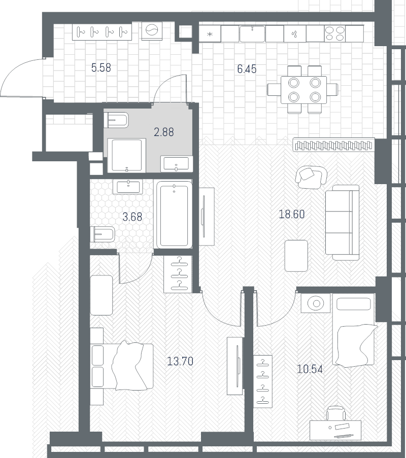 3 ккв (Евро) 61,4 м²
