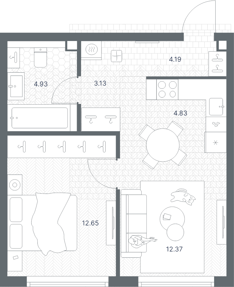 2 ккв (Евро) 42,1 м²