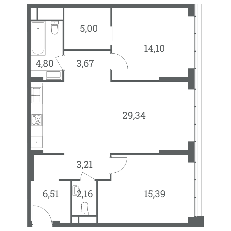 3 ккв (Евро) 84,6 м²