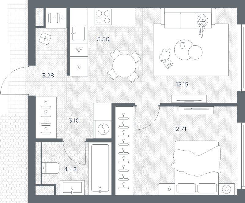 2 ккв (Евро) 42,2 м²