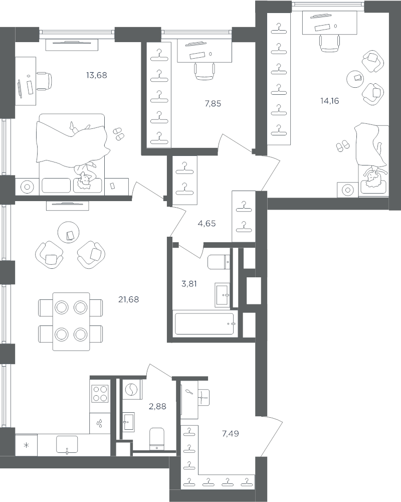3 ккв (Евро) 76,2 м²