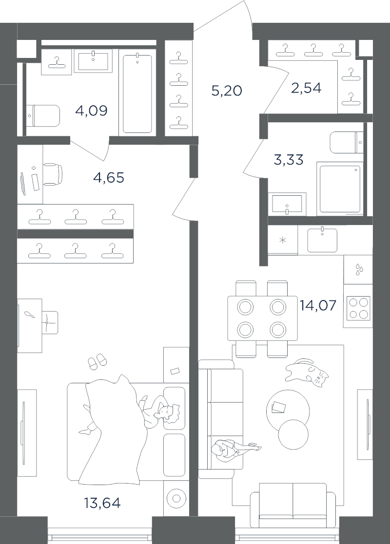 1 ккв 47,5 м²