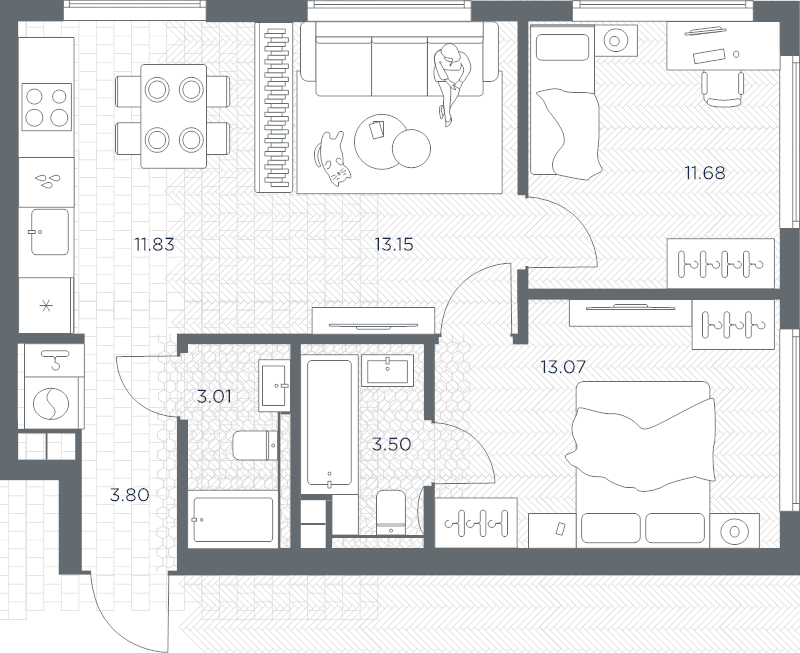 3 ккв (Евро) 60 м²