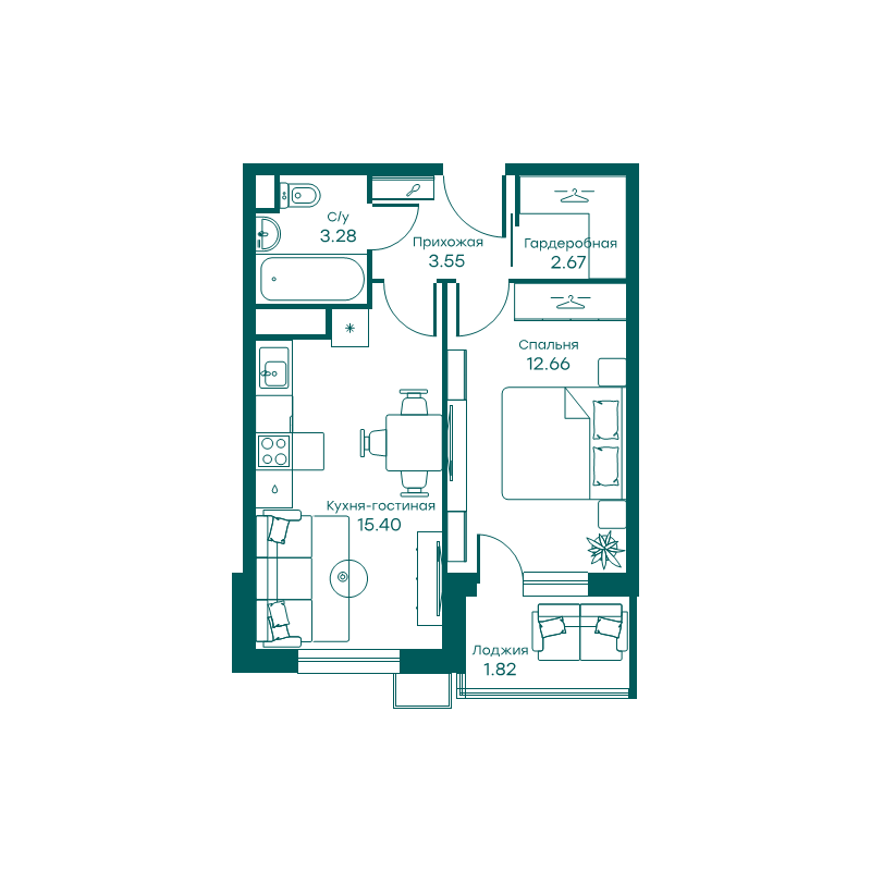 2 ккв (Евро) 39,4 м²