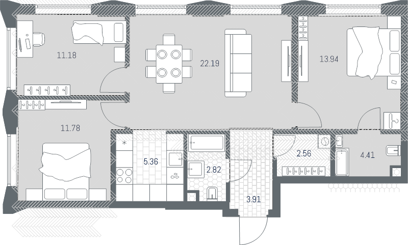 4 ккв (Евро) 78,2 м²