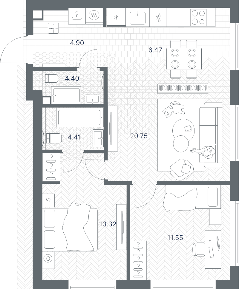 3 ккв (Евро) 65,8 м²