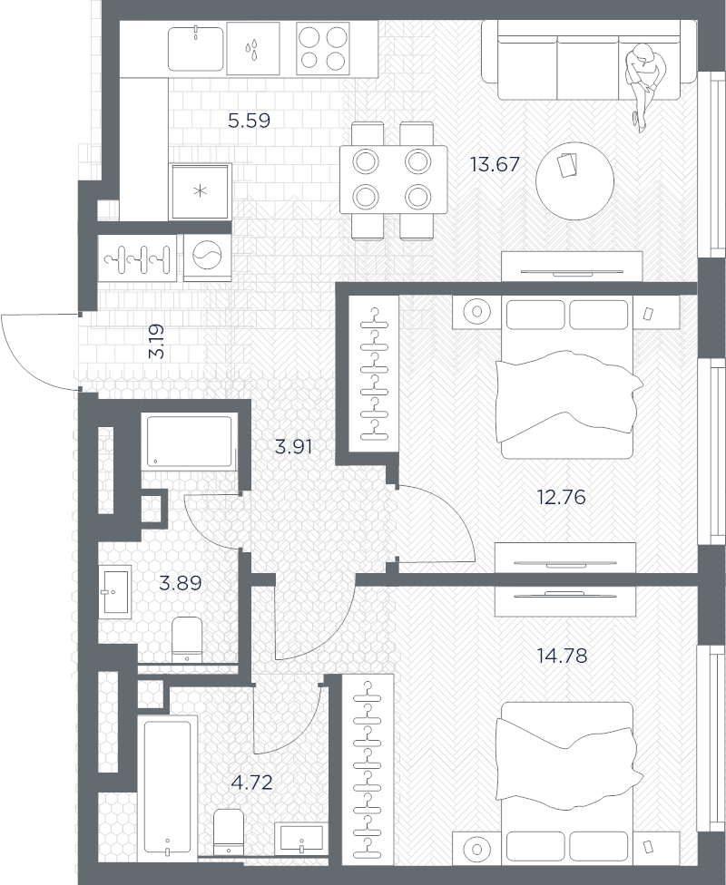3 ккв (Евро) 62,5 м²