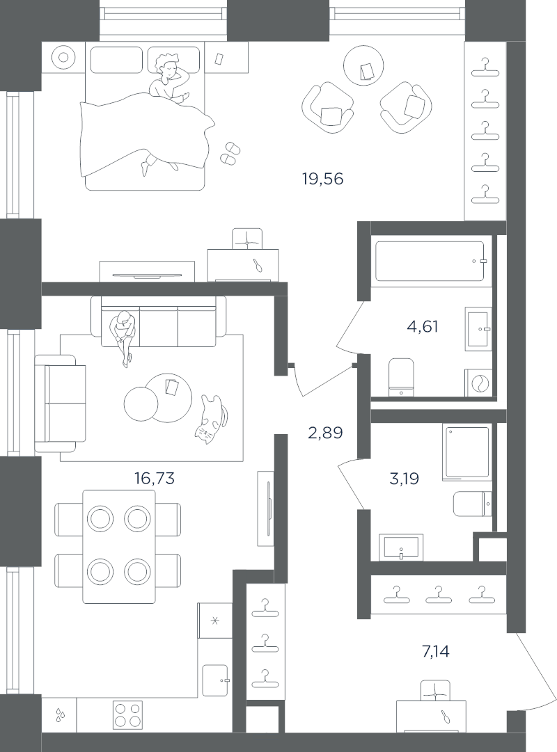 2 ккв (Евро) 54,1 м²