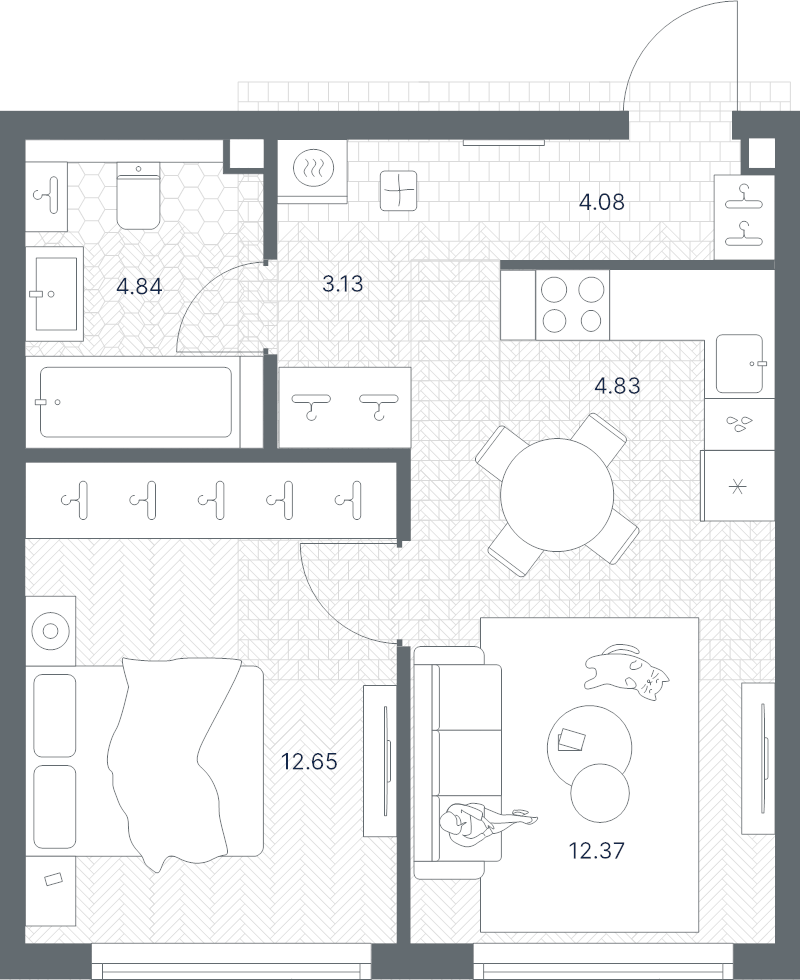 2 ккв (Евро) 41,9 м²