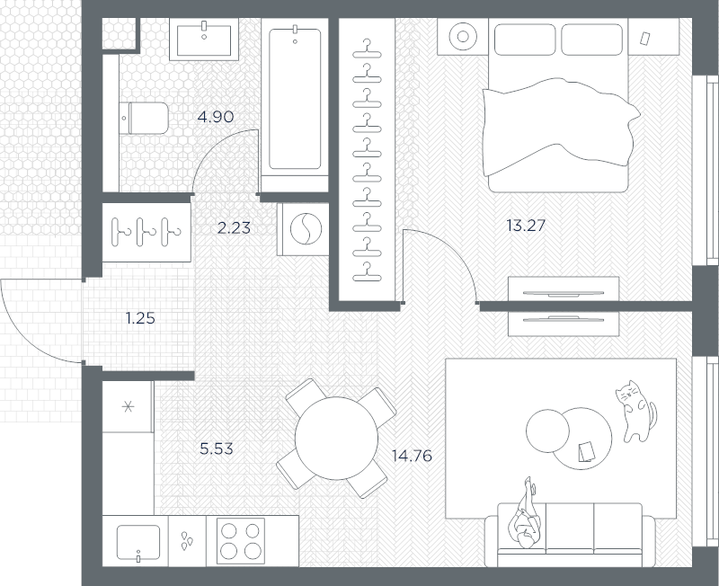 2 ккв (Евро) 41,9 м²