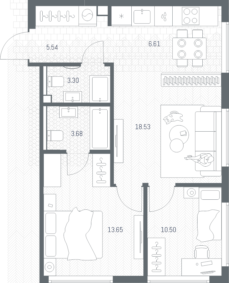 3 ккв (Евро) 61,8 м²