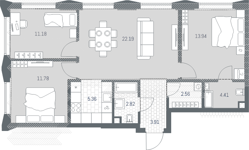 4 ккв (Евро) 78,2 м²
