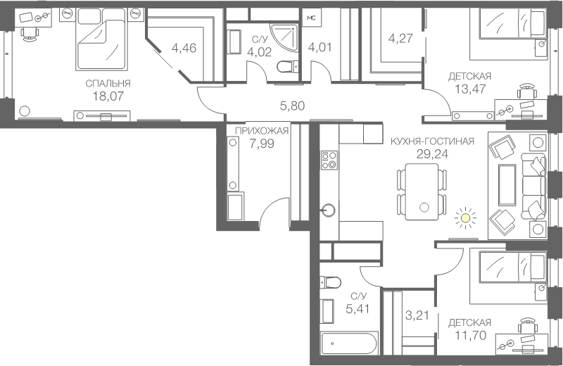 4 ккв (Евро) 112,4 м²