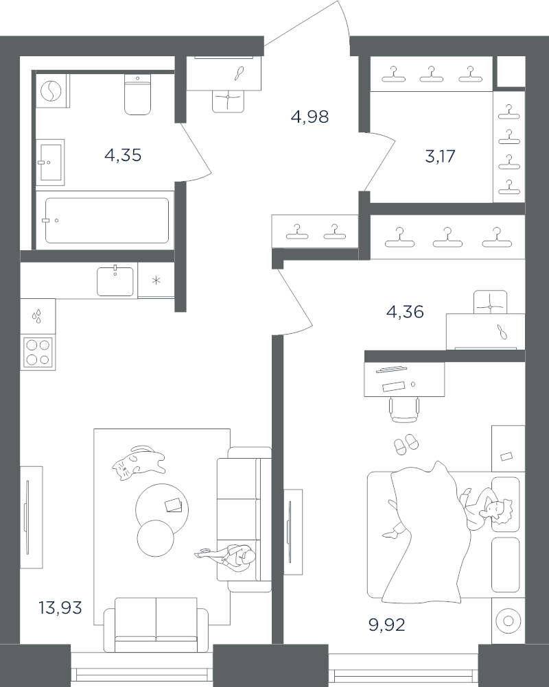 1 ккв 40,7 м²
