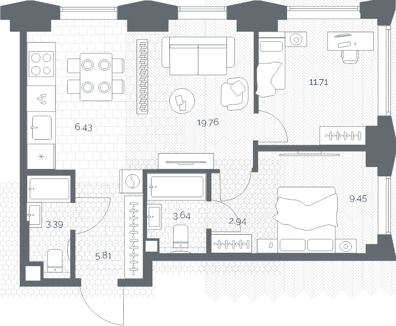 3 ккв (Евро) 63,1 м²
