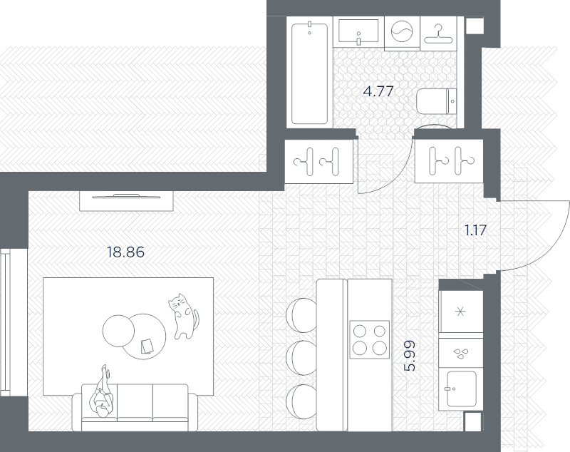 Студия 30,8 м²