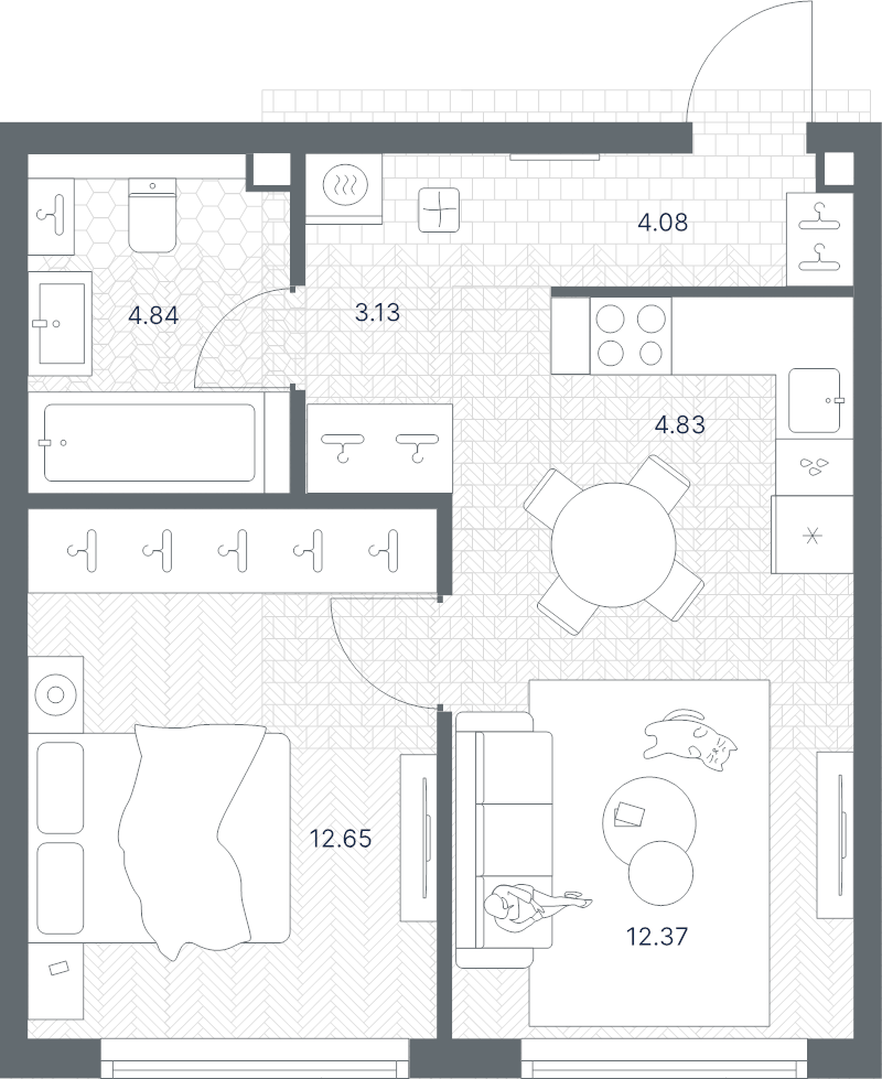 2 ккв (Евро) 41,9 м²