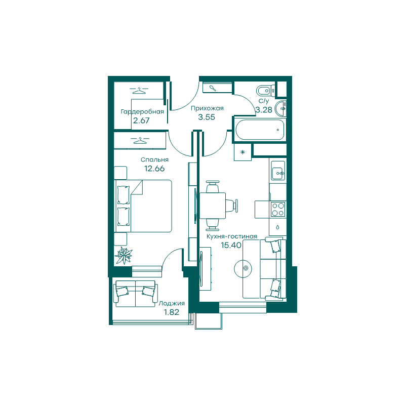 2 ккв (Евро) 39,3 м²
