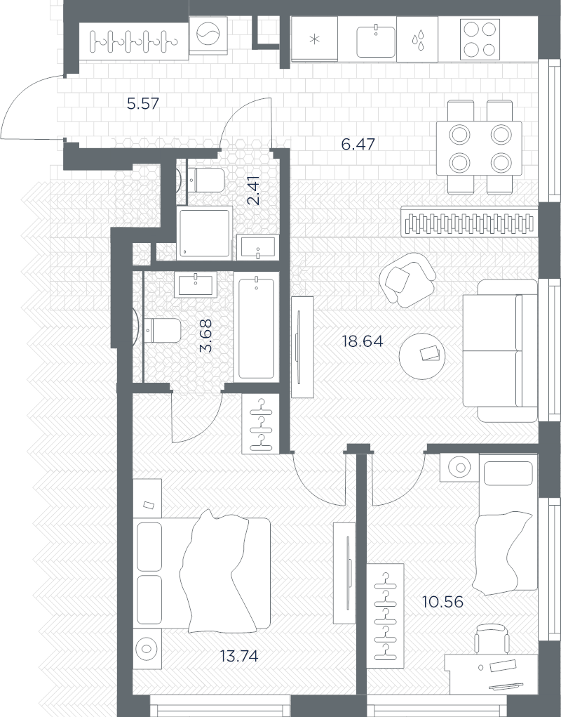 3 ккв (Евро) 61,1 м²
