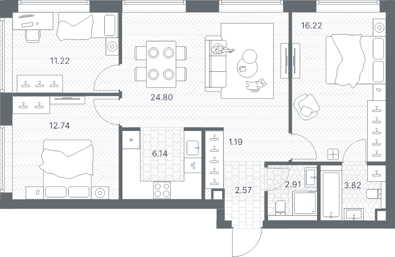4 ккв (Евро) 81,6 м²