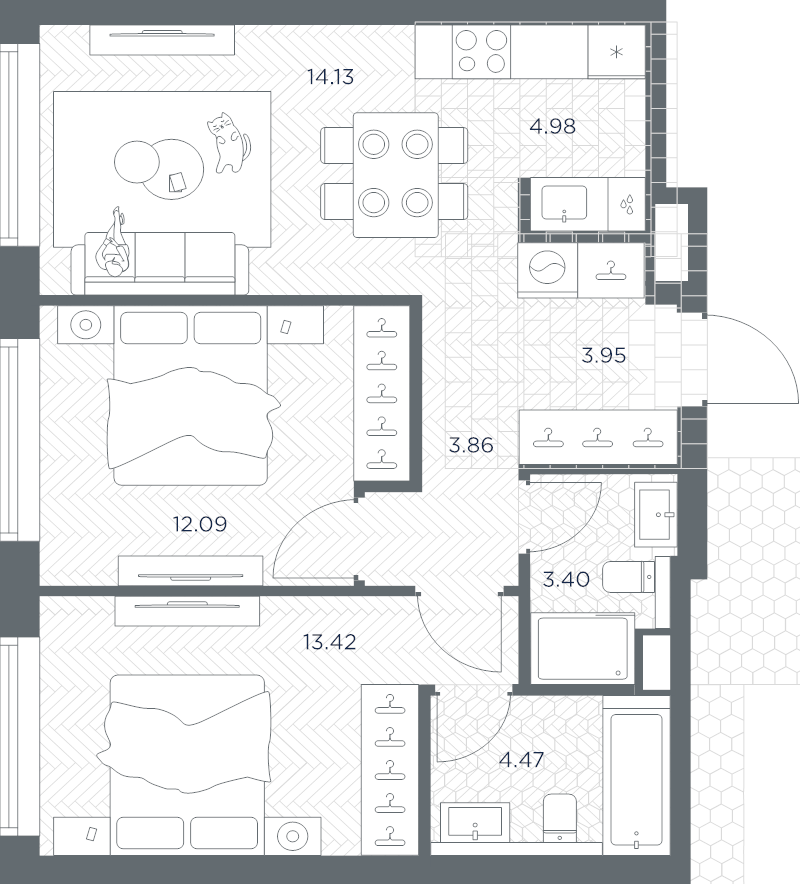 3 ккв (Евро) 60,3 м²