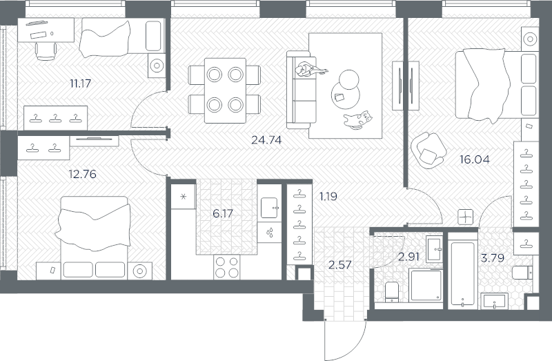 4 ккв (Евро) 81,3 м²