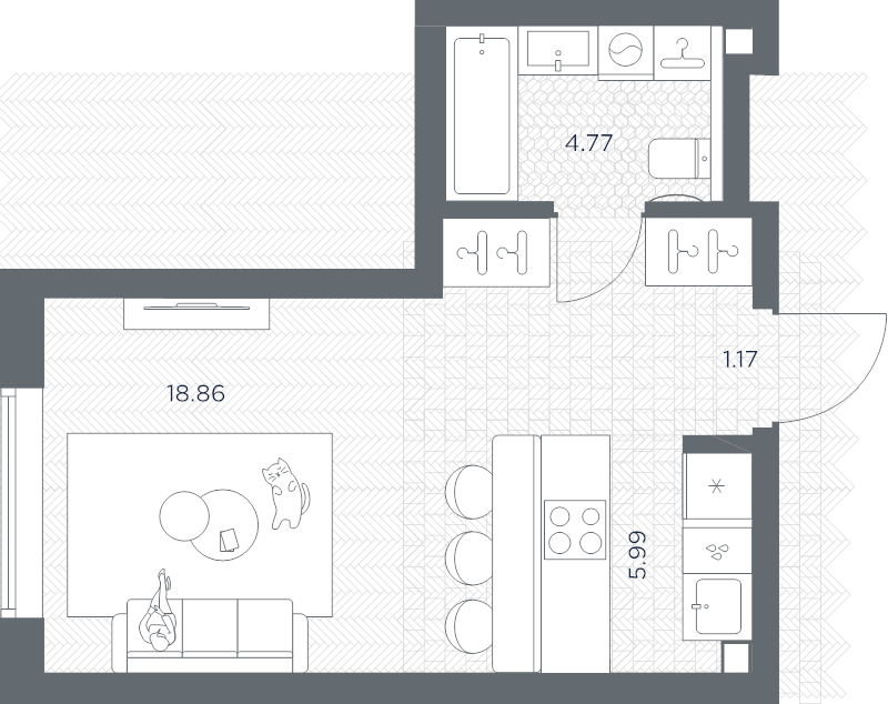 Студия 30,8 м²