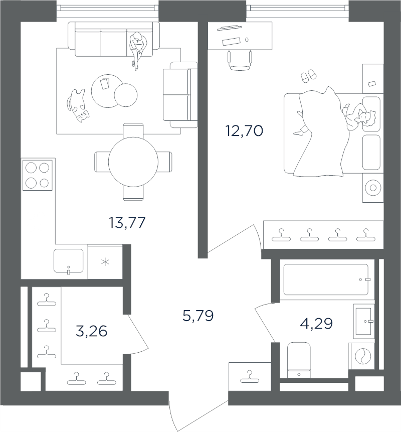 1 ккв 39,8 м²