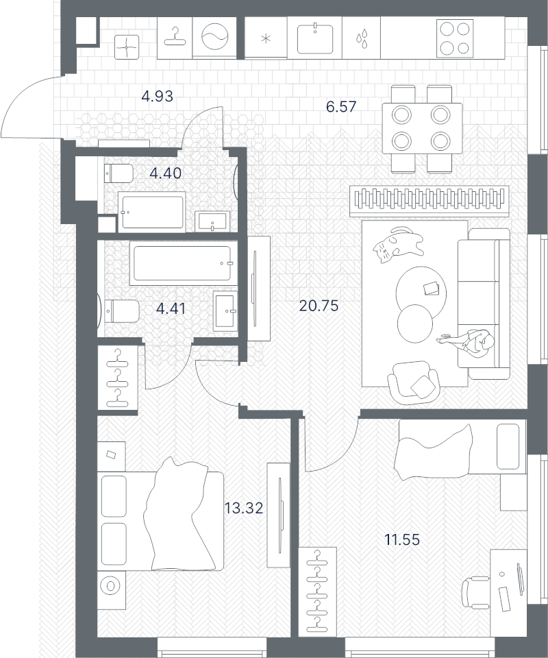 3 ккв (Евро) 65,9 м²