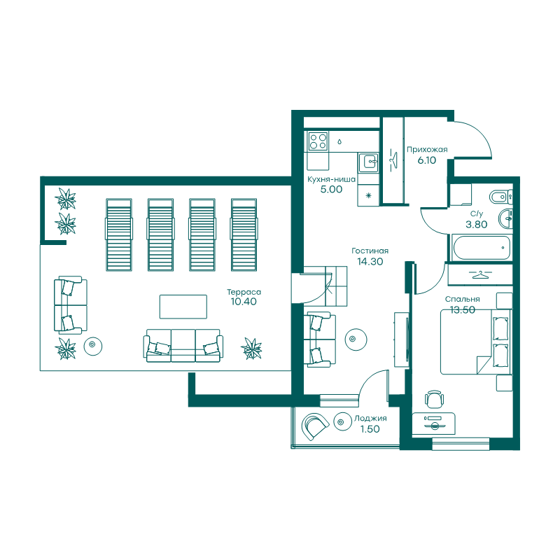 2 ккв (Евро) 53,5 м²