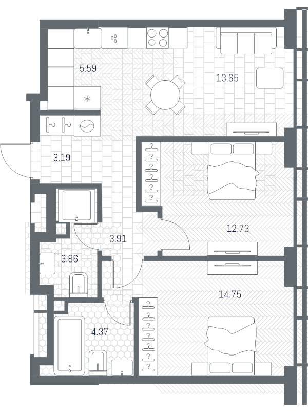 3 ккв (Евро) 62,1 м²