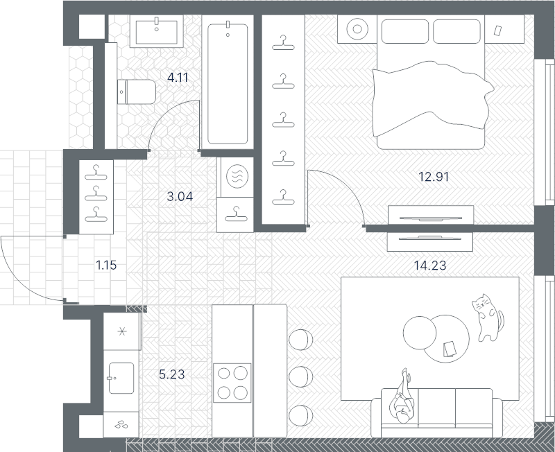 2 ккв (Евро) 40,7 м²