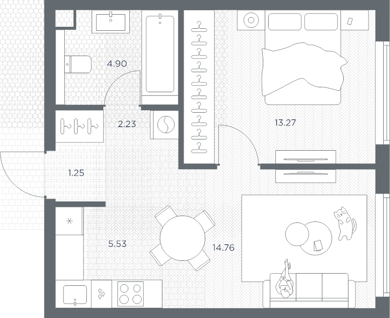 2 ккв (Евро) 41,9 м²