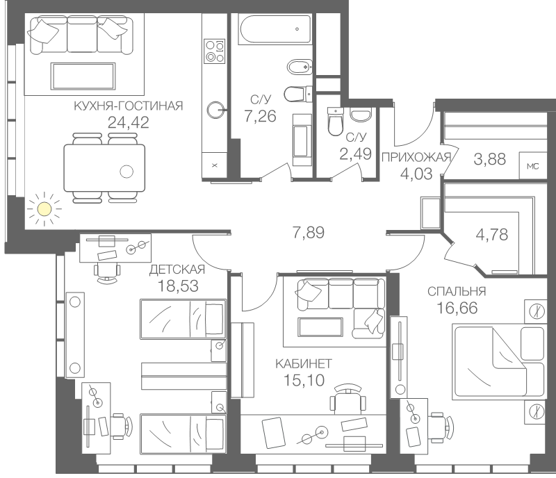 4 ккв (Евро) 105,4 м²