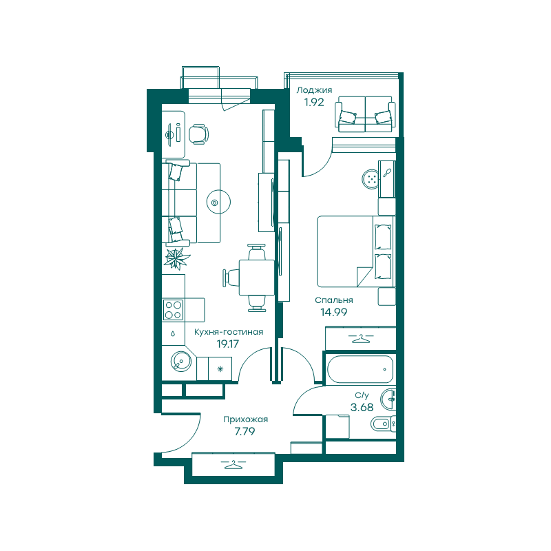 2 ккв (Евро) 47,5 м²