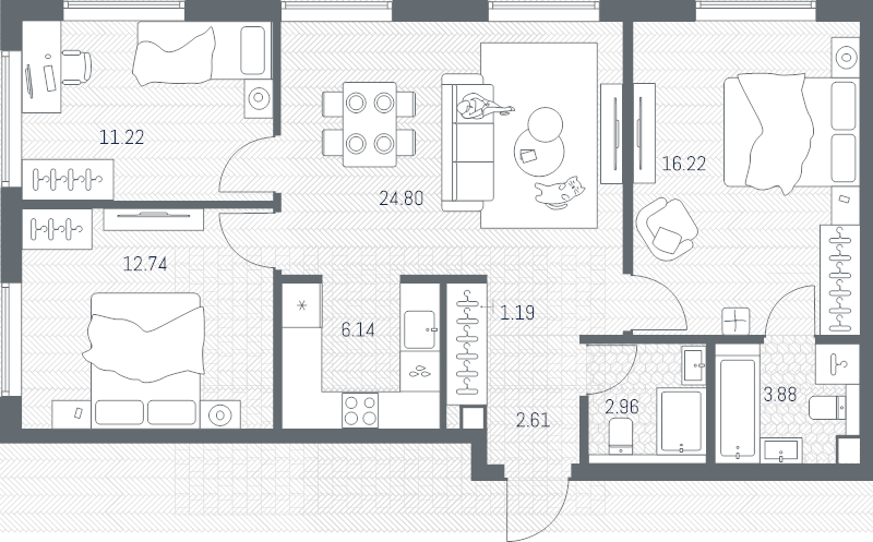 4 ккв (Евро) 81,8 м²