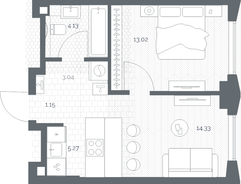 2 ккв (Евро) 40,9 м²