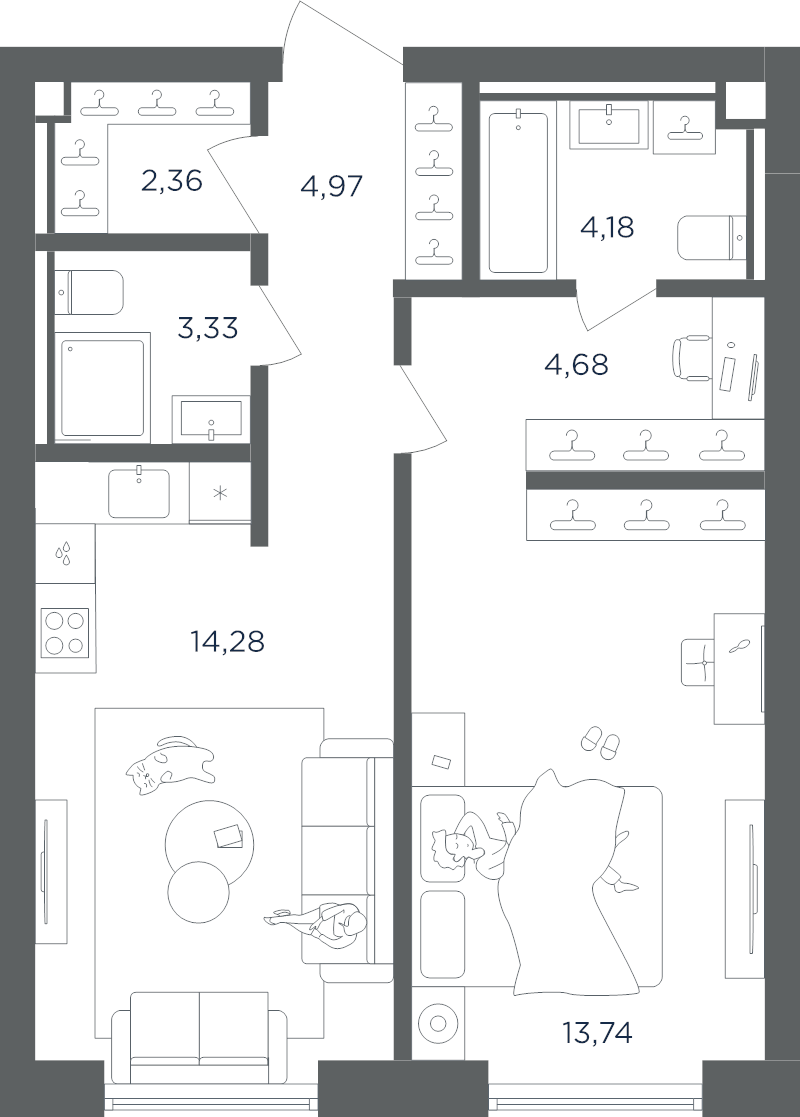 1 ккв 47,5 м²