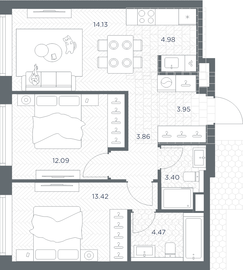 3 ккв (Евро) 60,3 м²