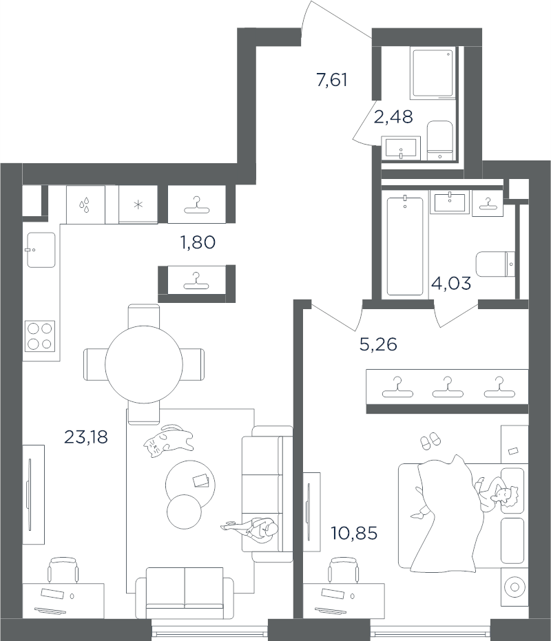 2 ккв (Евро) 55,2 м²