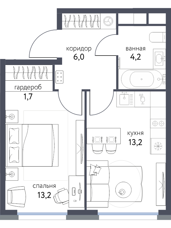 1 ккв 38,1 м²