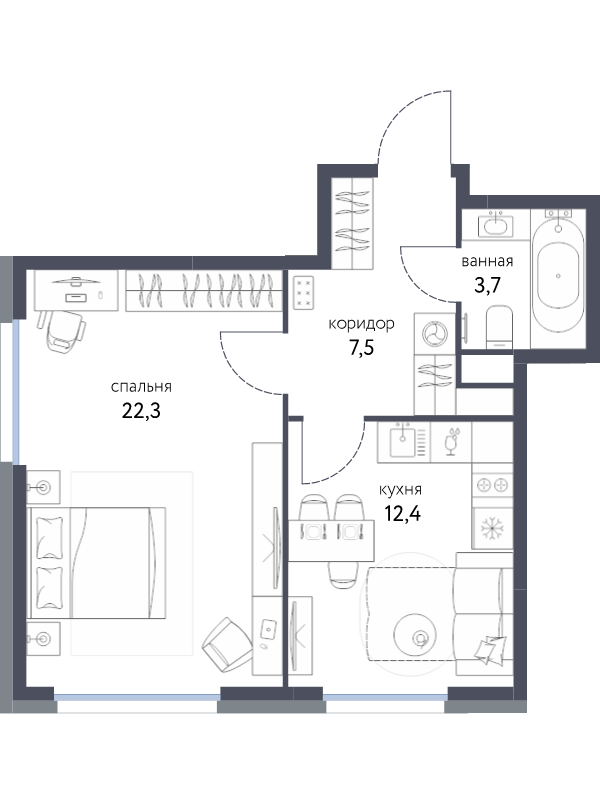 1 ккв 46,1 м²