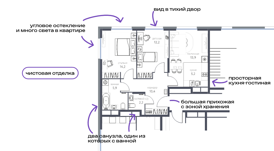 3 ккв (Евро) 64 м²