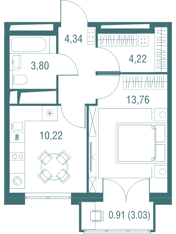 1 ккв 37,3 м²