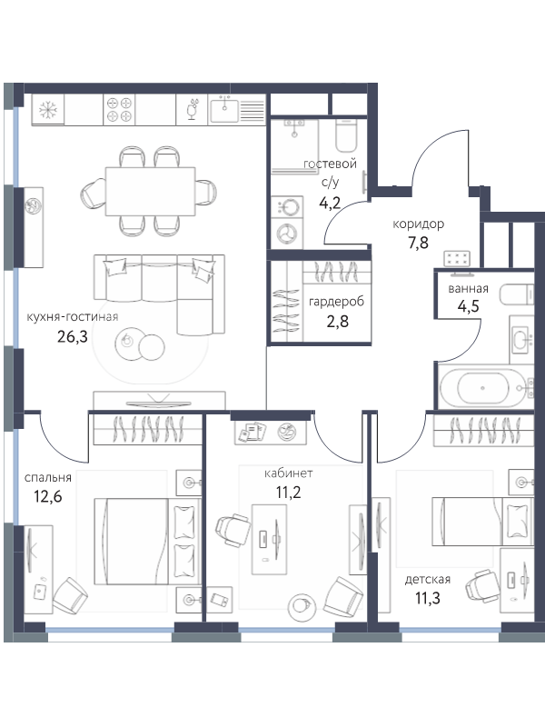 4 ккв (Евро) 80,6 м²