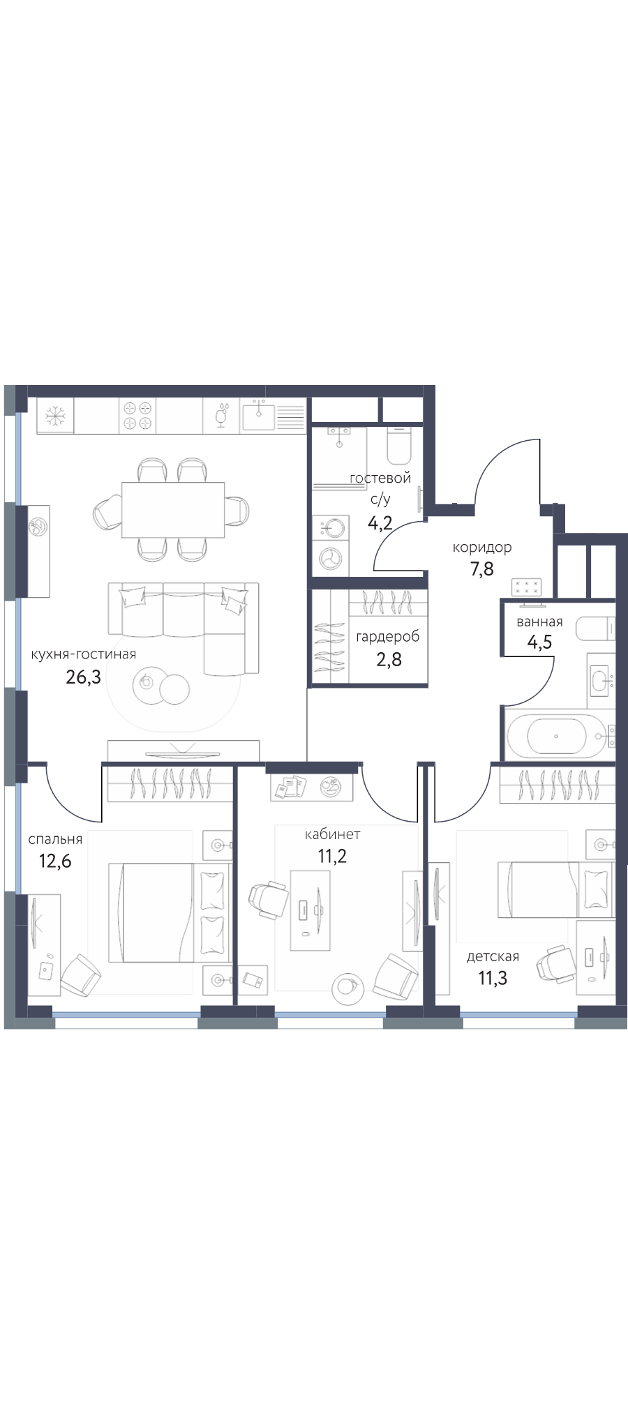4 ккв (Евро) 80,6 м²
