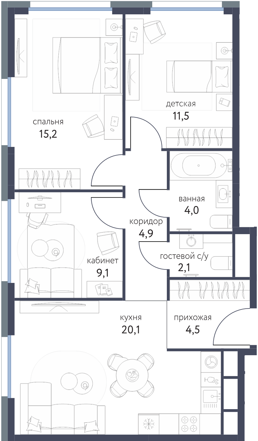 4 ккв (Евро) 71,3 м²