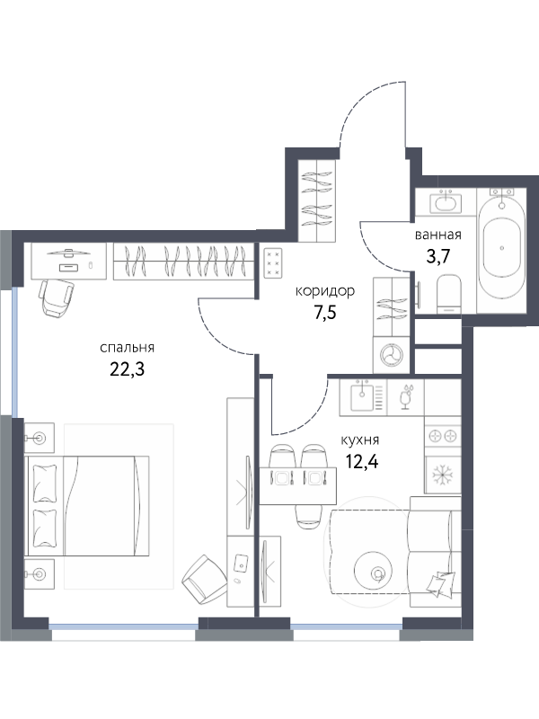 1 ккв 45,8 м²